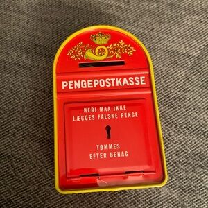 Vintage Metal Tin Still Bank PENGEPOSTKASSE Letter Denmark souvenir